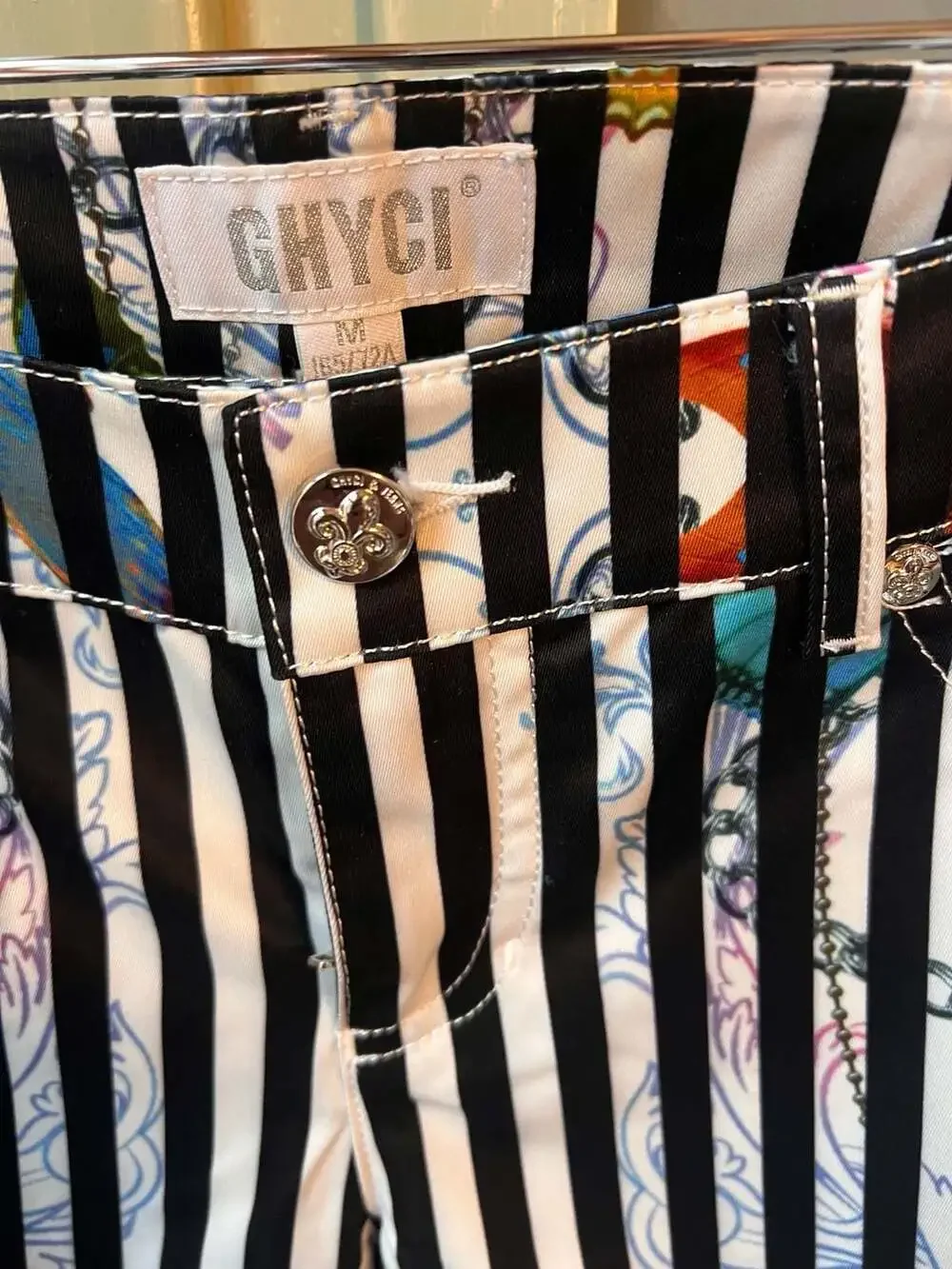 GHYCI Striped Butterfly Print Low Rise Skinny Pants Size Medium